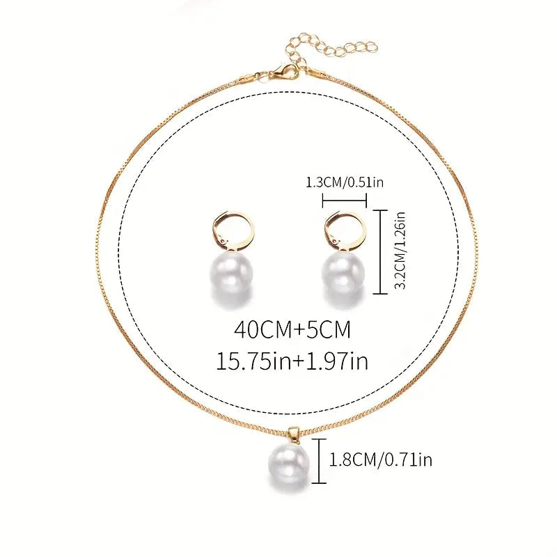 Golden Grace Pearl Jewelry Set | Gold