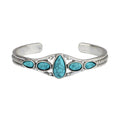 Turquoise Teardrop Open Bracelet | White Gold