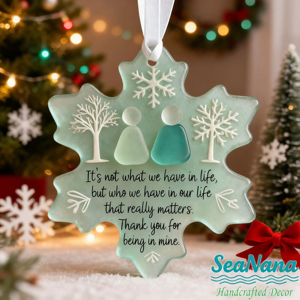 🌊Snowflake-Shaped Sea Glass Friendship Ornament