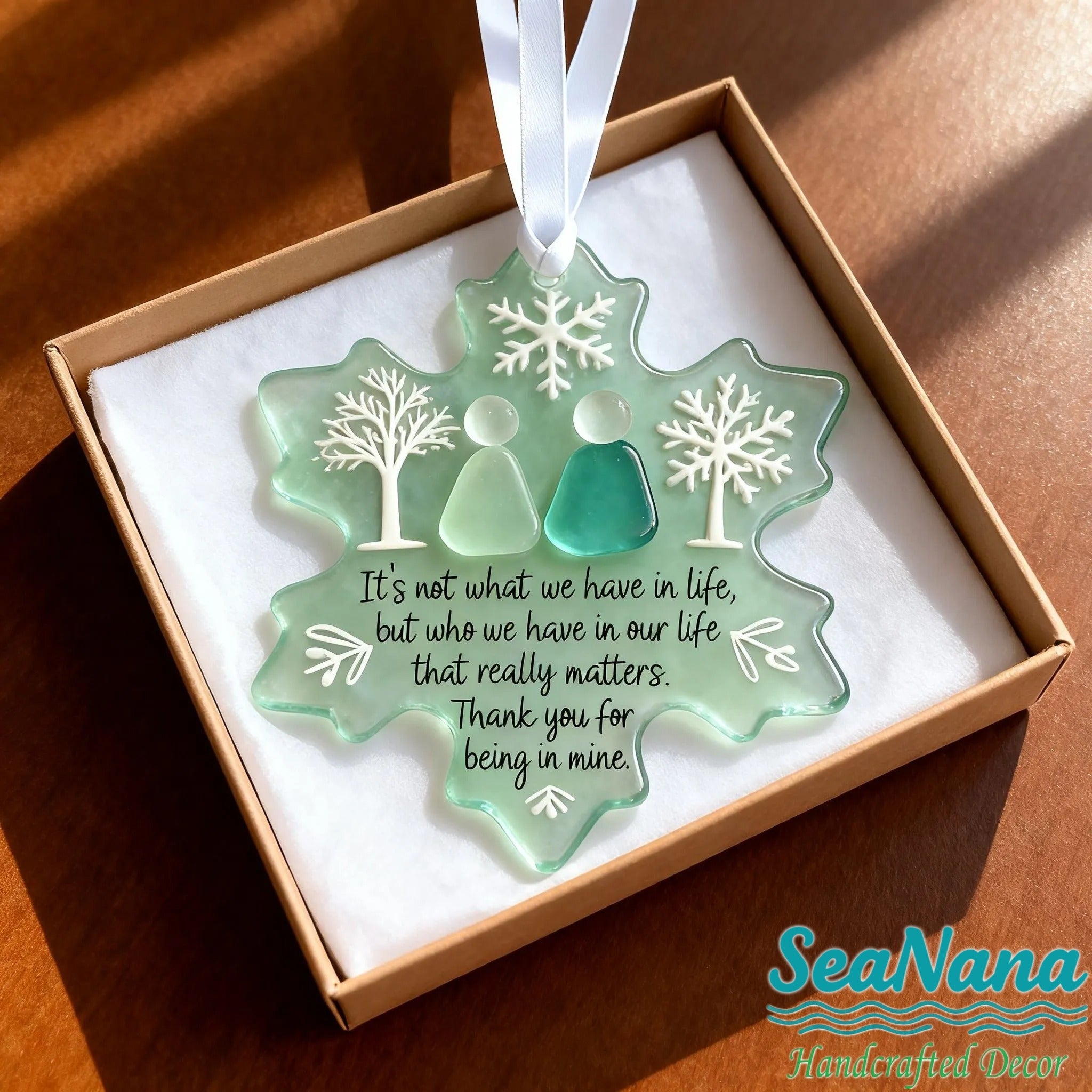🌊Snowflake-Shaped Sea Glass Friendship Ornament
