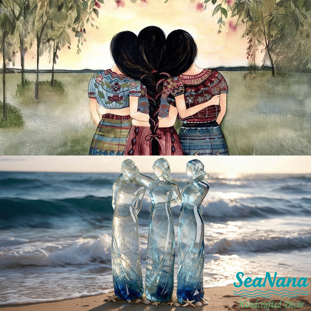 👩🏻‍🤝‍👩🏻Sisters by My Side, Celebrates Friendships Three Sisters Sculpture🎁Thanksgiving Day, Christmas, birthday gifts