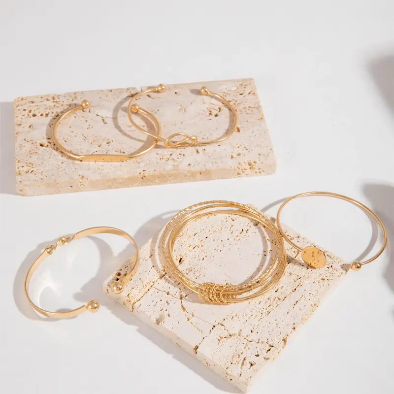Knotted Elegance Bracelet Set | Gold