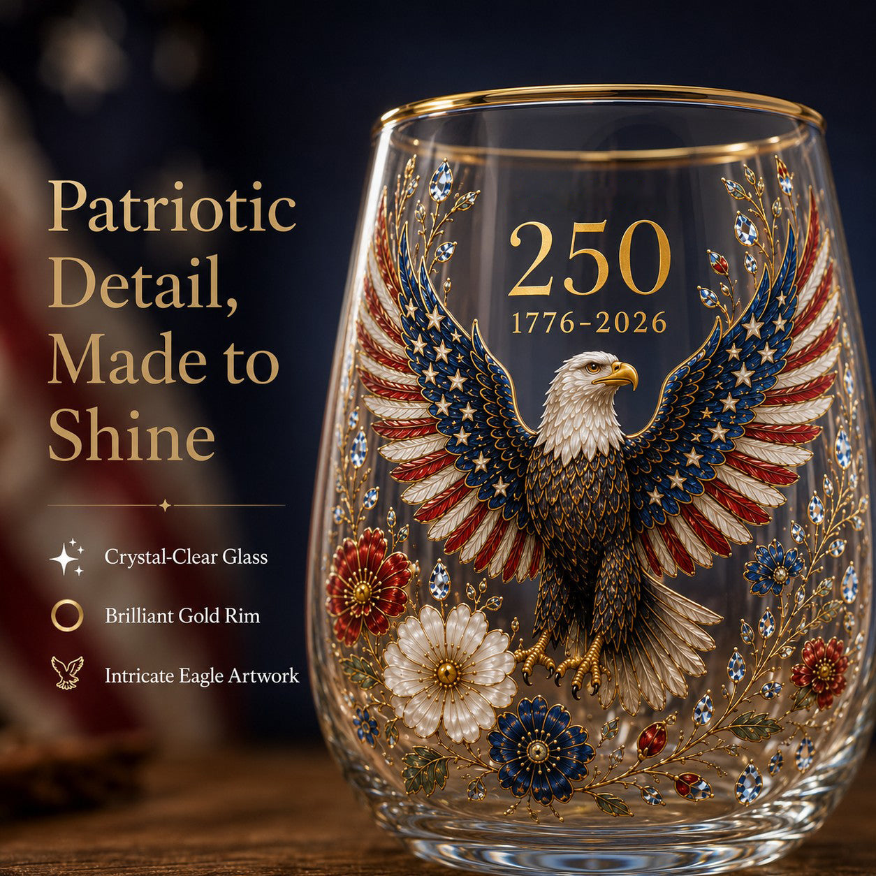 🦅’America 250 Eagle Glass Tumbler