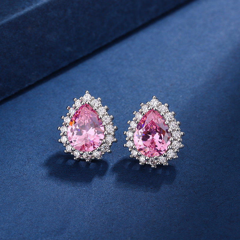 Aria Teardrop Pink Set | White Gold