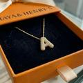 Bubble letter initial necklace set | Gold