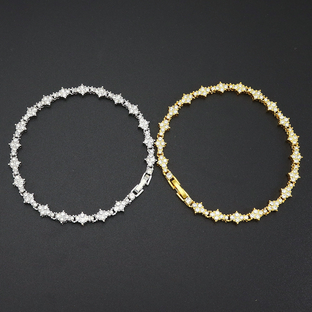 Classic Cluster Tennis Bracelet | White Gold